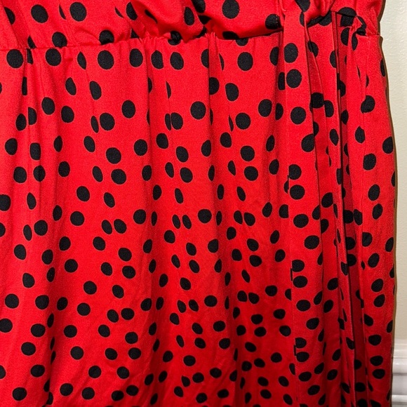 Mud Pie Drew Wrap Women’s Long Sleeve Midi Dress Dots Size Medium Red and Black - Picture 6 of 14